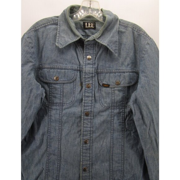 VINTAGE Lee Jacket Small Western Trucker Denim Shacket 70s Snap USA * - Picture 2 of 15